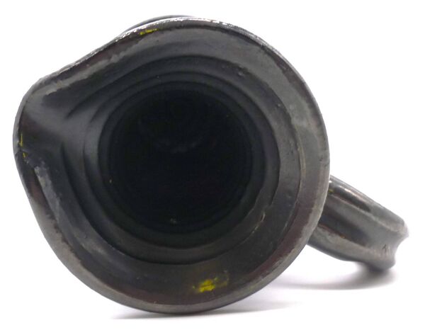 Vase pichet en céramique émaillée noire métal, signé Jean Marais, Vallauris