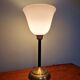 Large Art Deco table lamp, in brass and white opaline, 1920s-3