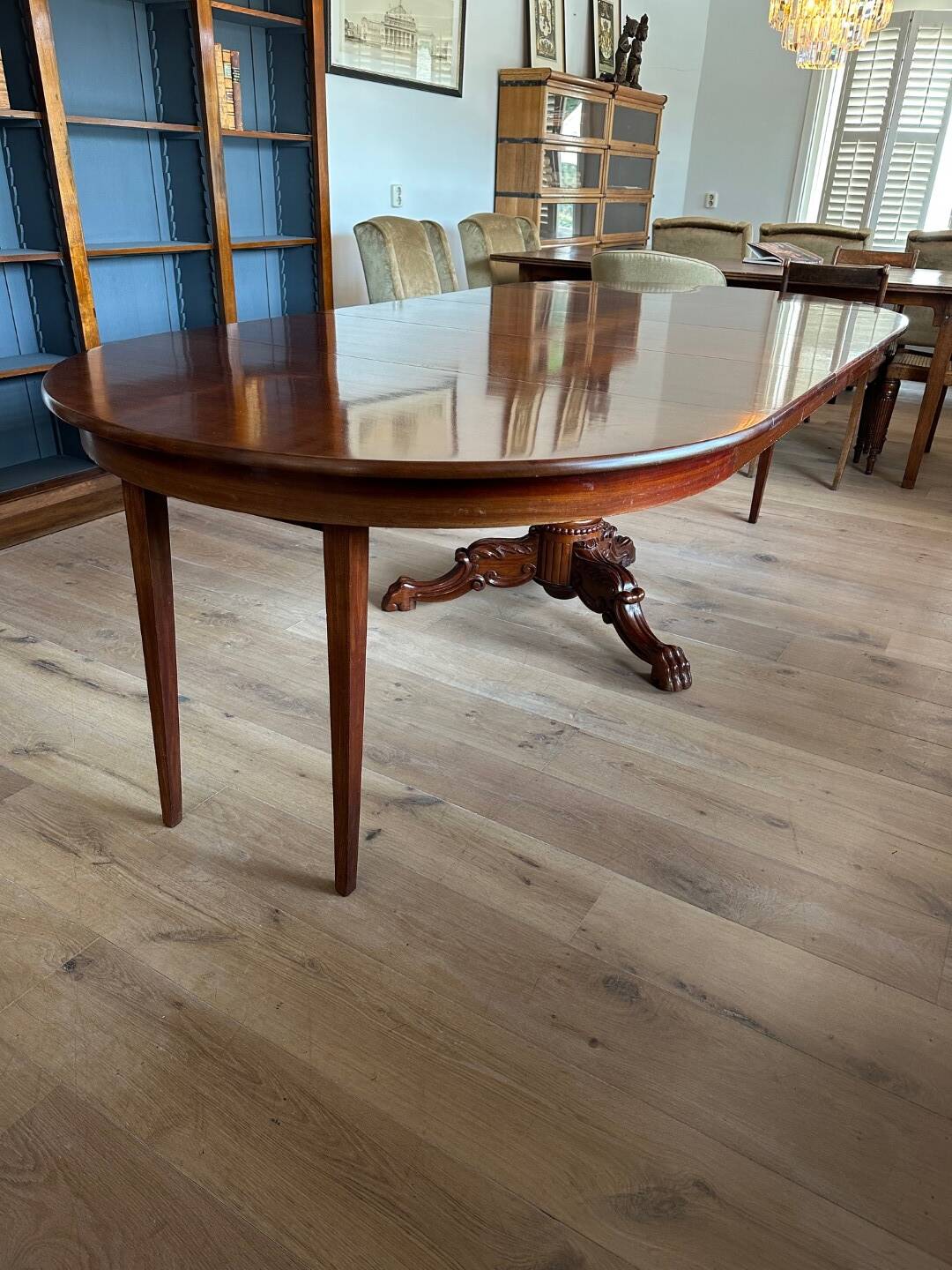 Large antique oval Dutch mahogany table