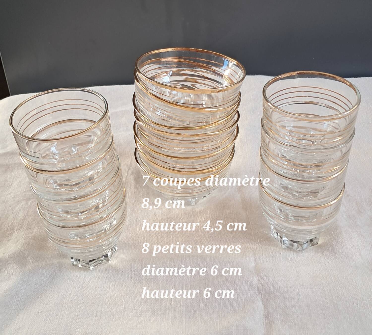 Vintage glassware set with gold filigree – 1960s