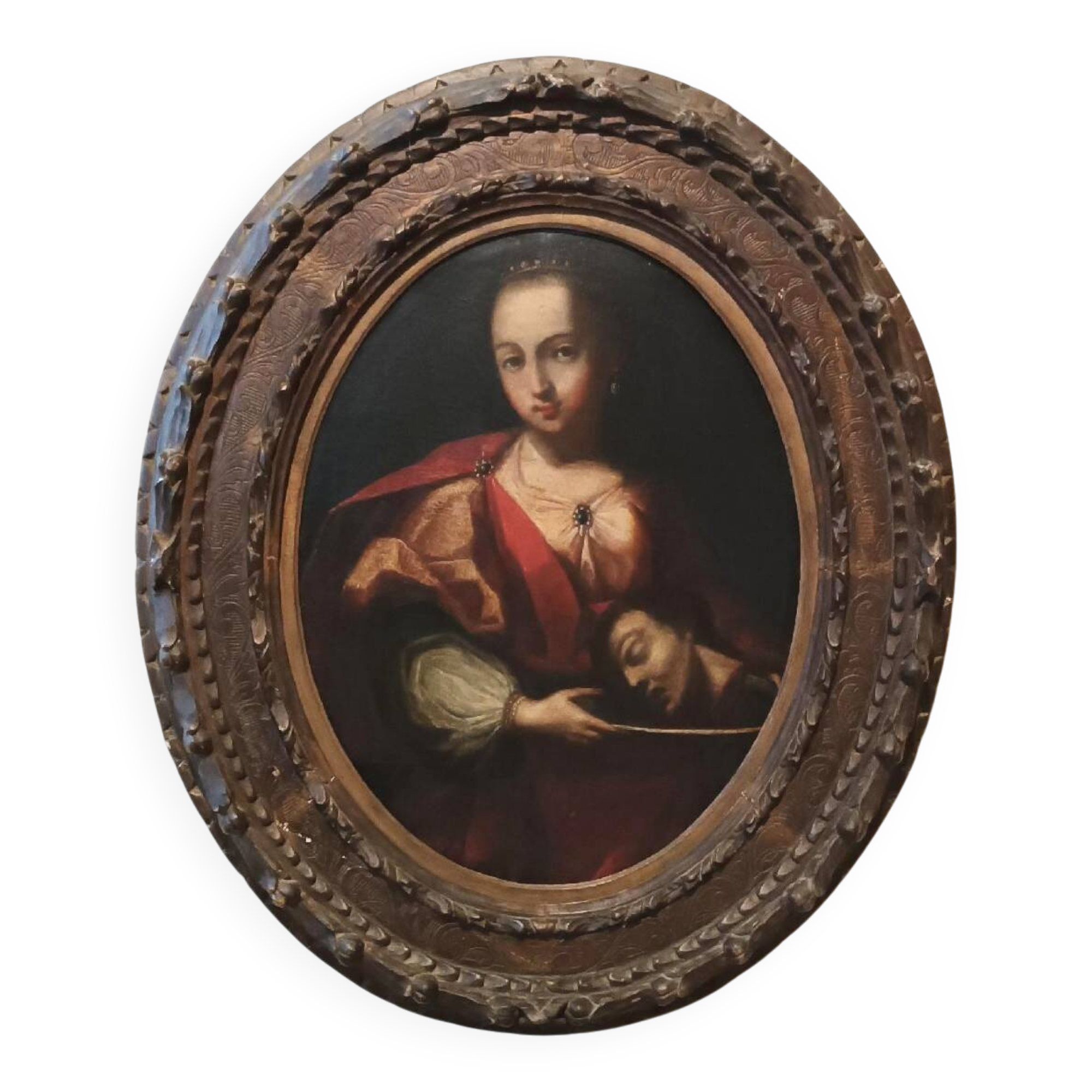 Old oil painting on canvas, Salome holding the head of John the Baptist - 18th century