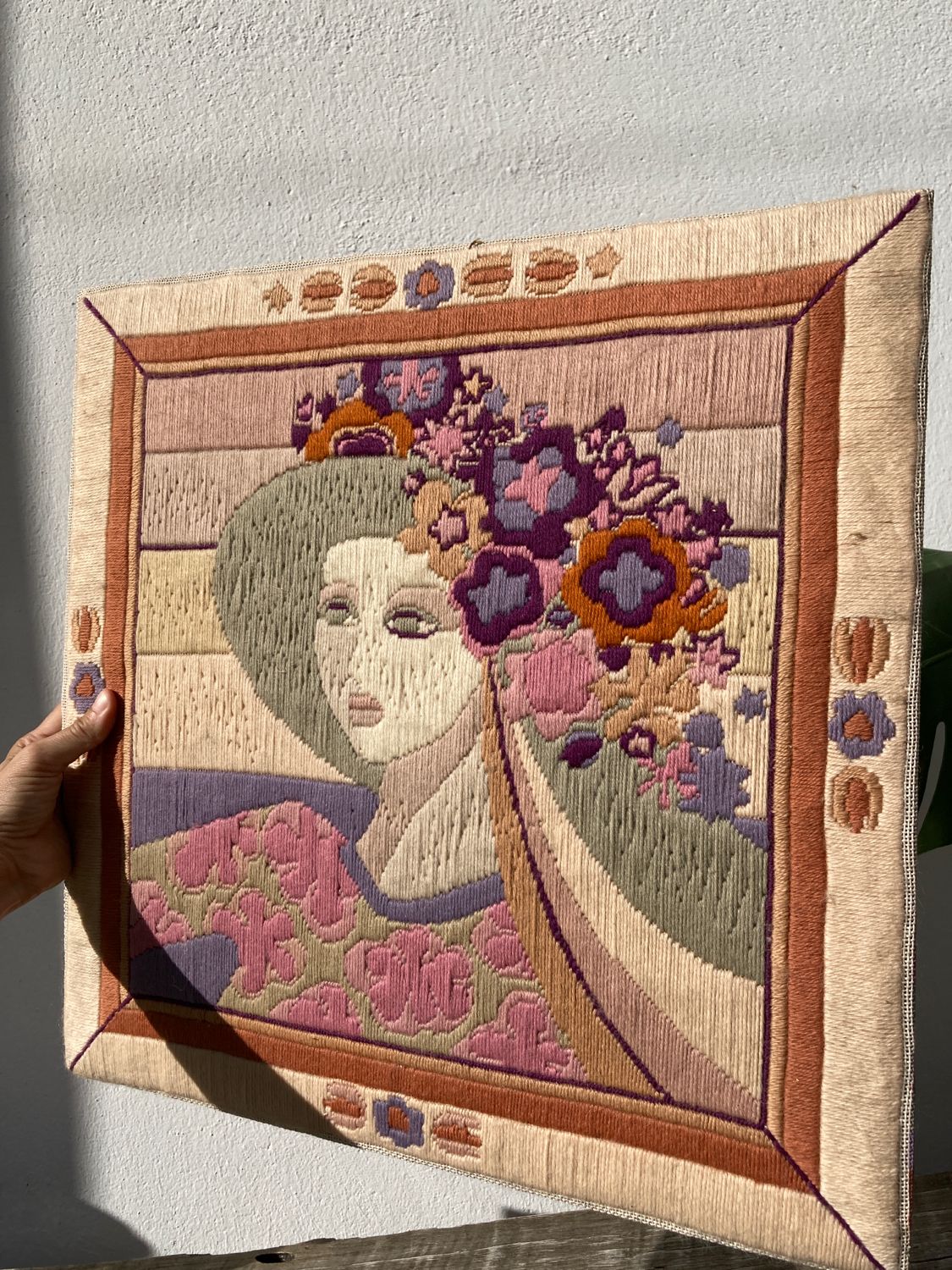 Vintage tapestry portrait of a woman