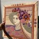 Vintage tapestry portrait of a woman