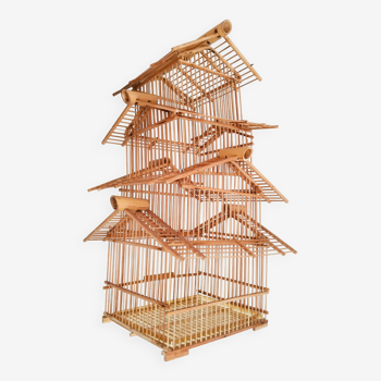 Cage vintage pour déco en rotin et bambou, déco mariage, volière