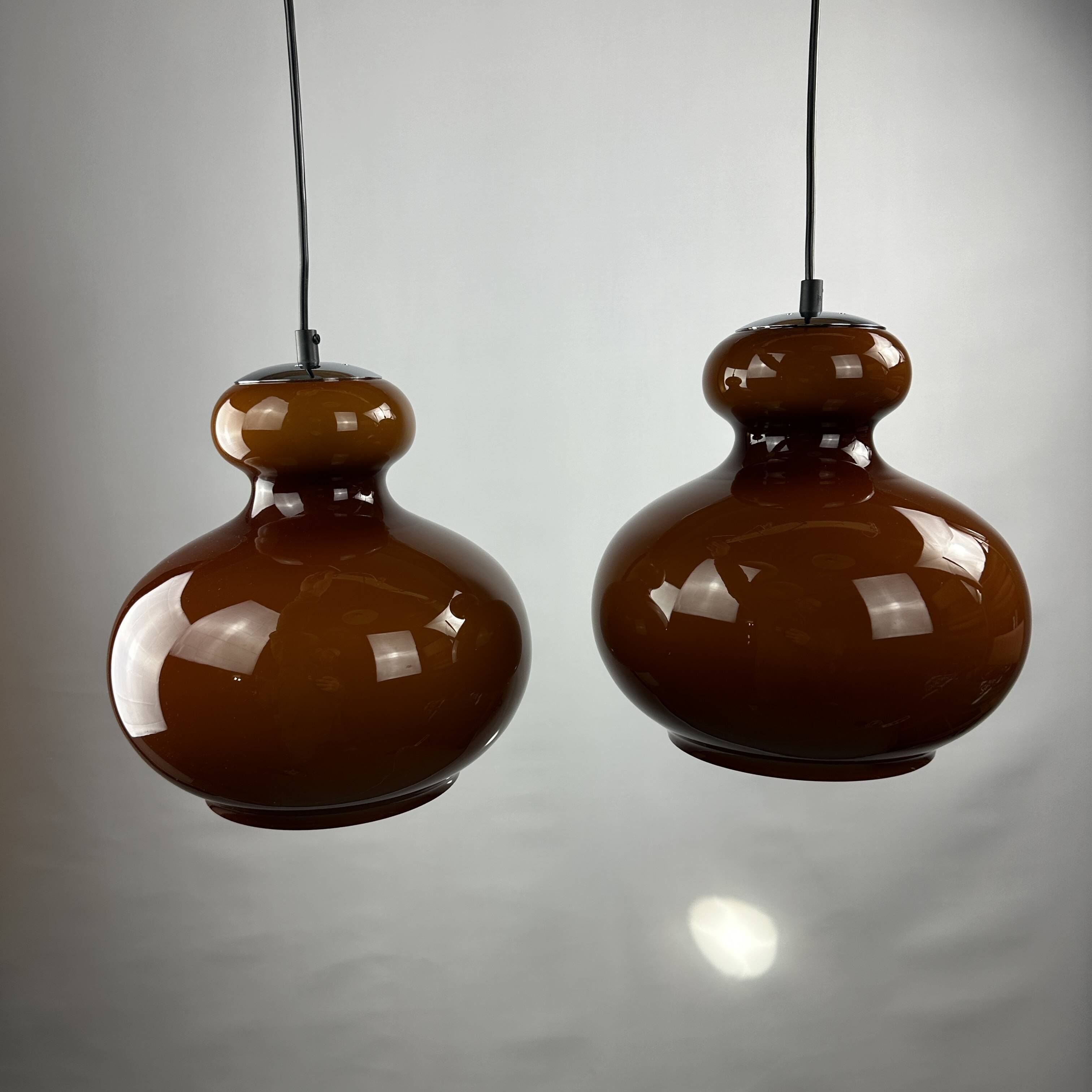 Brown glass pendant light 'AH 1' by Peill et Putzler