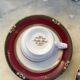 Elegant mid-century Japanese bone china service for 12 in white and noble red