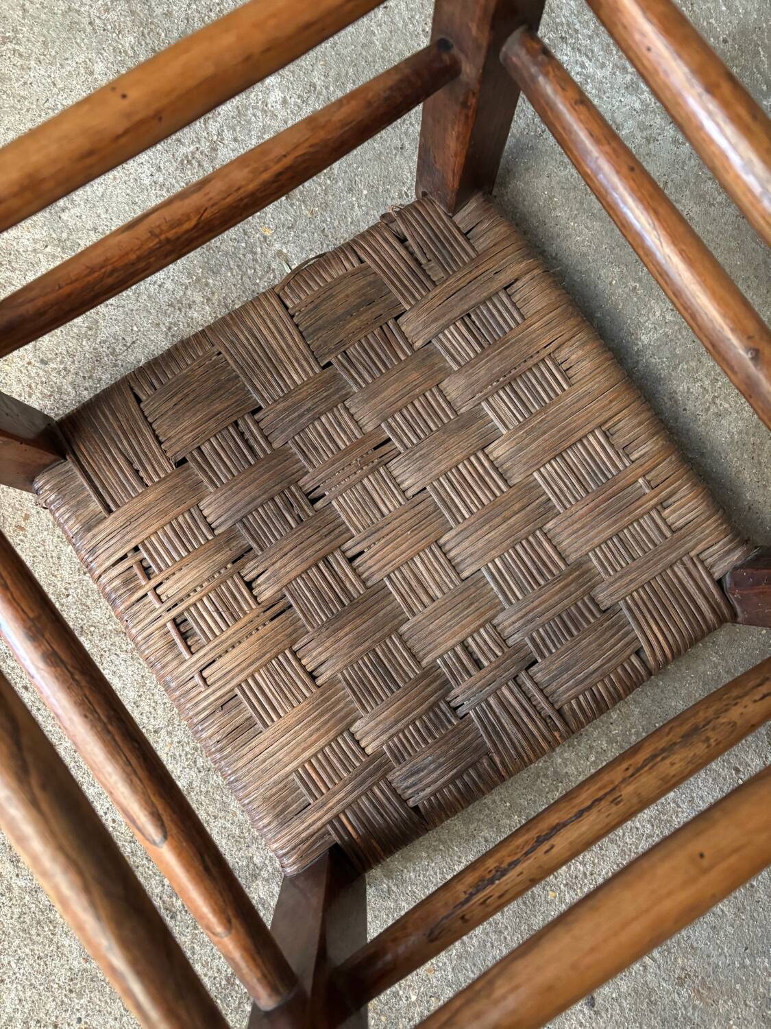 Antique Perriand style rattan cane stool