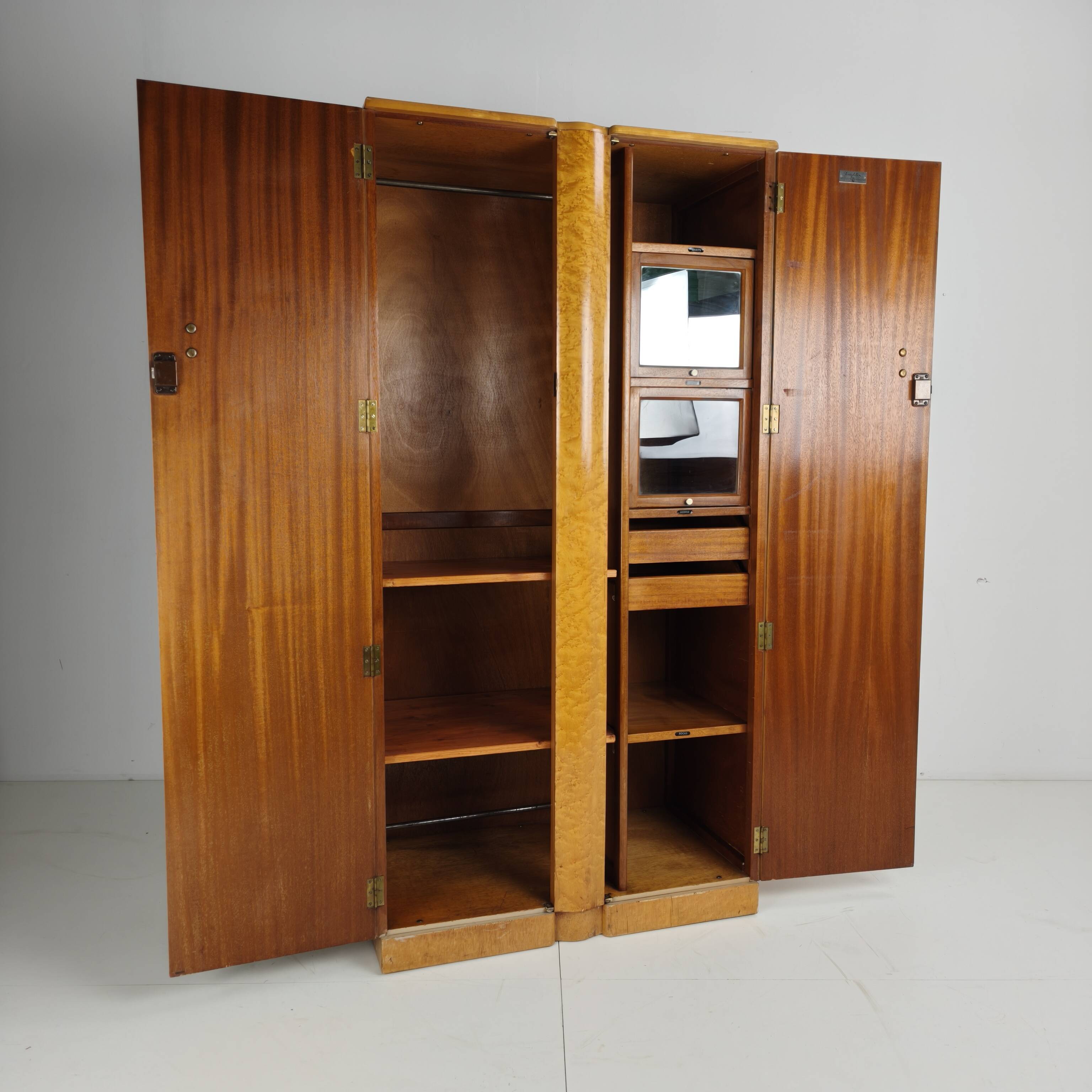 English Art Deco Gentleman’s Wardrobe by Wrighton Furniture