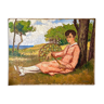 Repos sous les pins, huile sur toile signée H. Gaulet