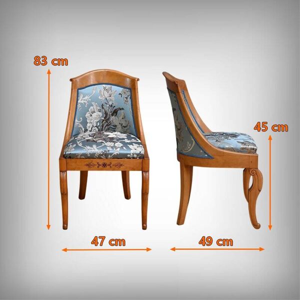 Chaise Gondole en Merisier et Érable moucheté, style Charles X – Milieu XXe