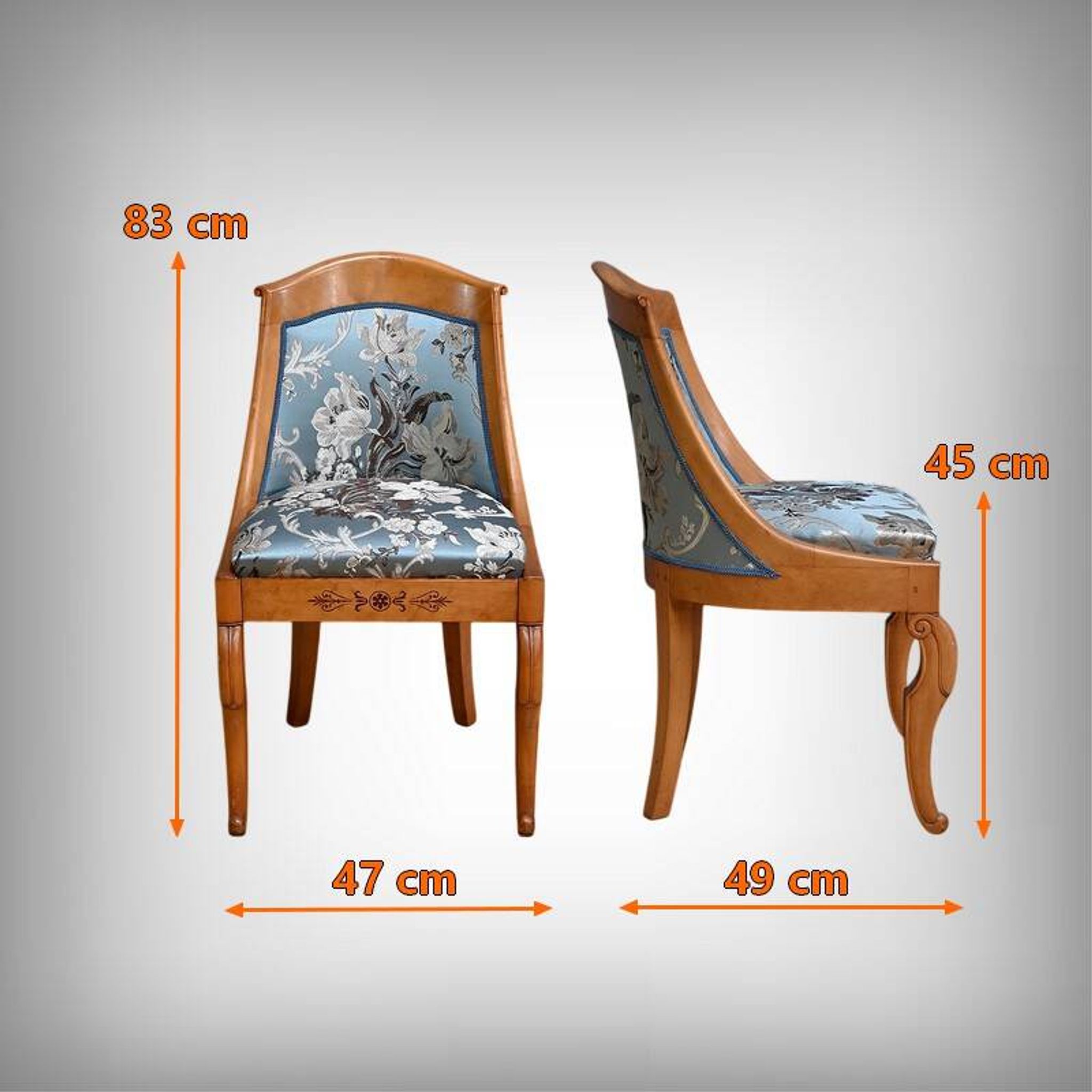 Gondola Chair in Cherry and Speckled Maple, Charles X Style – Mid-20th Century