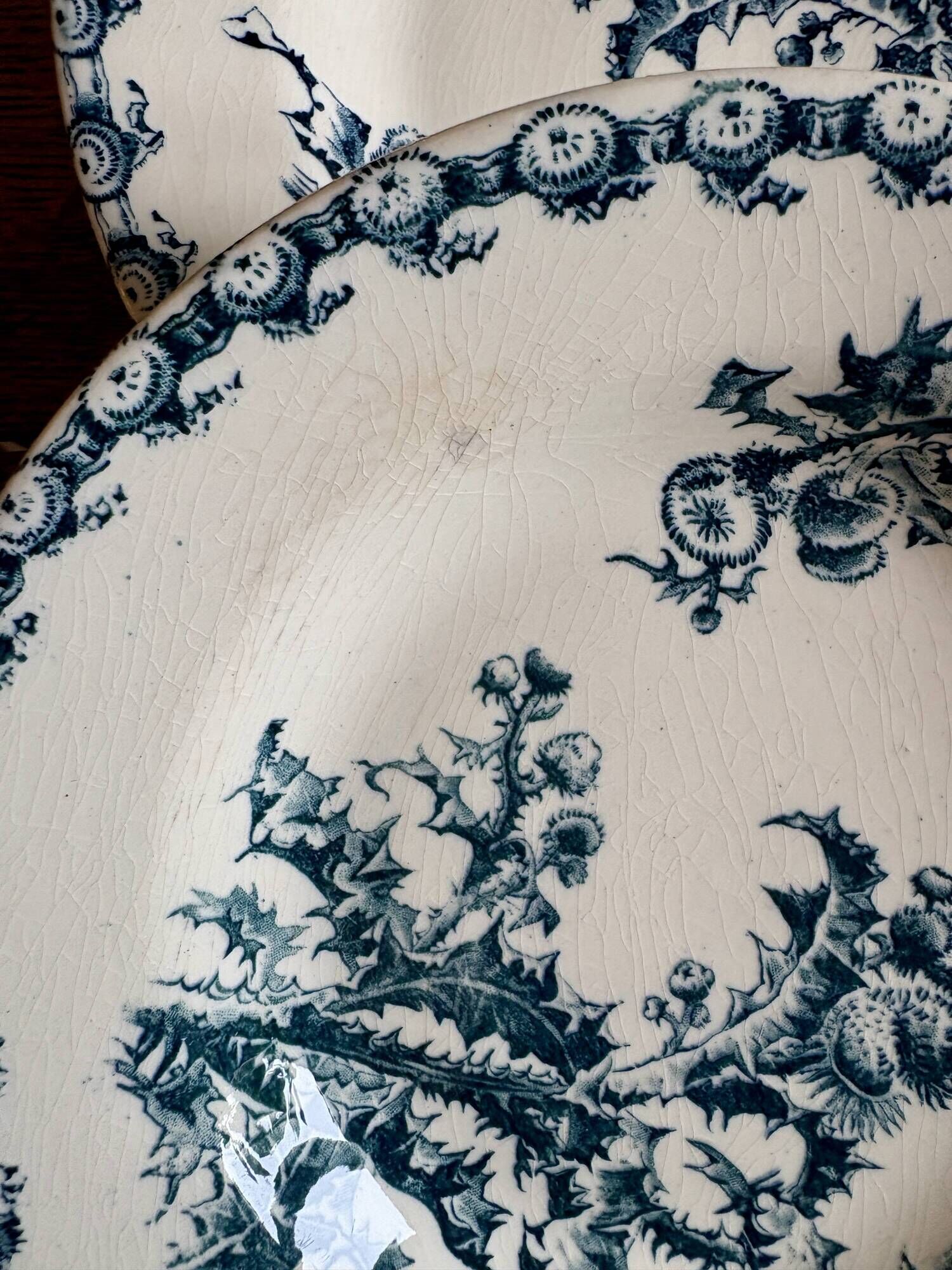 Set of 8 antique deep plates in ironstone, Chardons de Gien