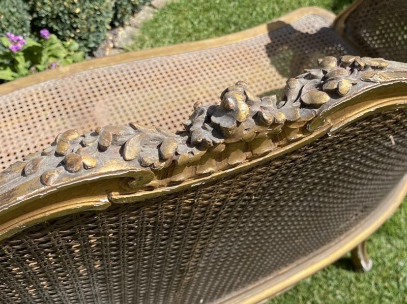 Sofa canage bench - gilded wood Louis XV style
