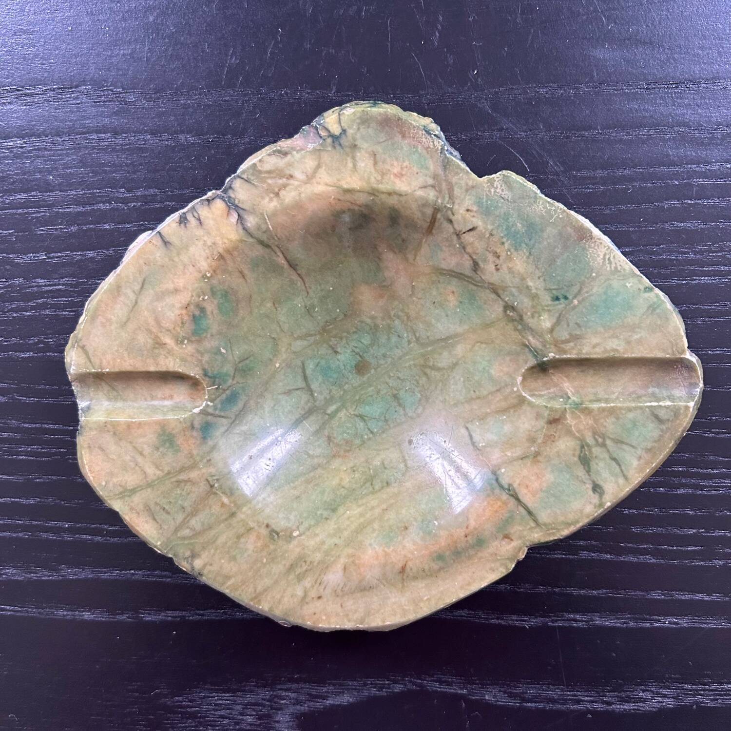 Green calcite ashtray