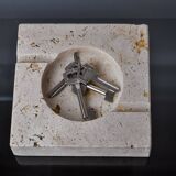 Cendrier brutaliste par Fratelli Mannelli, travertin, Italie, 1970