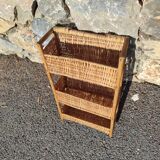 Rattan shelf 46 cm high with 3 floors vintage