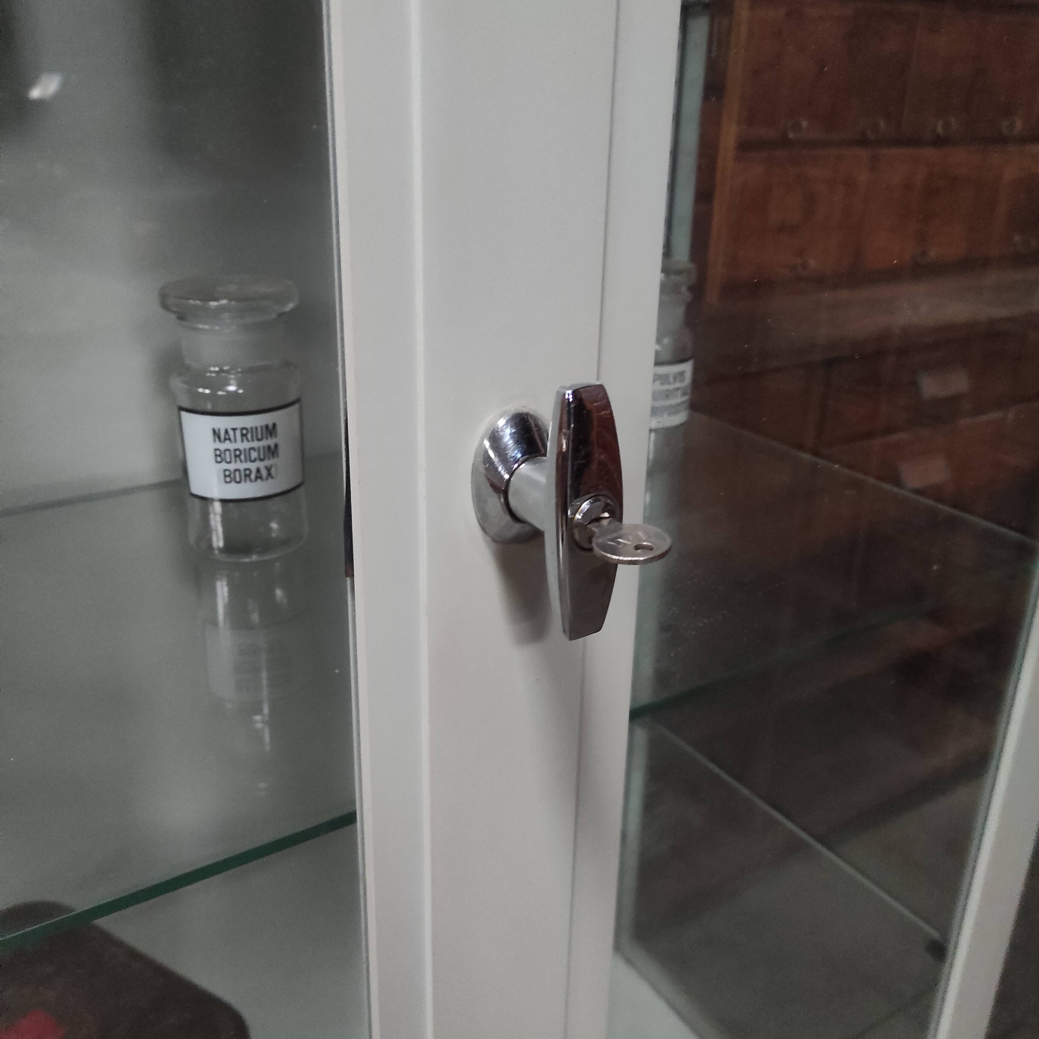 Vintage ManuBelge Medical Cabinet | Industrial Glass Display