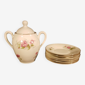 Porcelain sugar bowl and saucer