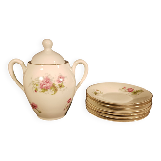 Sucrier et soucoupe en porcelaine