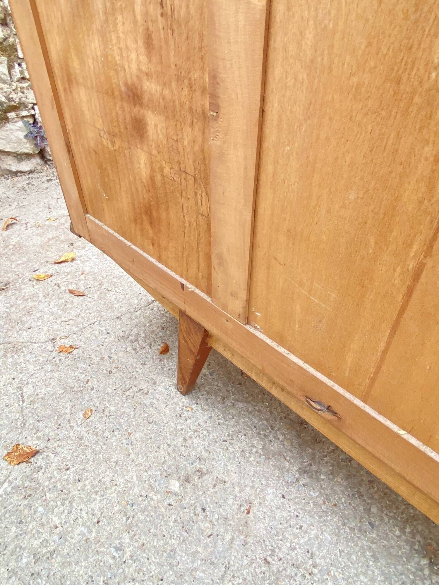 Sideboard very buffet type Scandinavian in raw pear wood 1950.