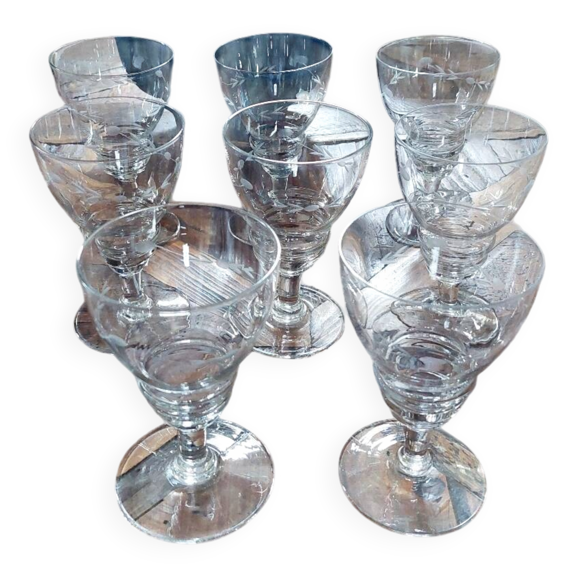 Set of 8 antique crystal glasses - 1940s-1950s