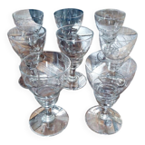 Lot de 8 verres anciens en cristal - Année 40-50