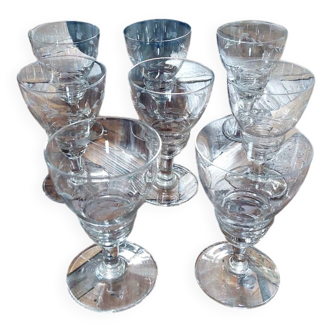Lot de 8 verres anciens en cristal - Année 40-50
