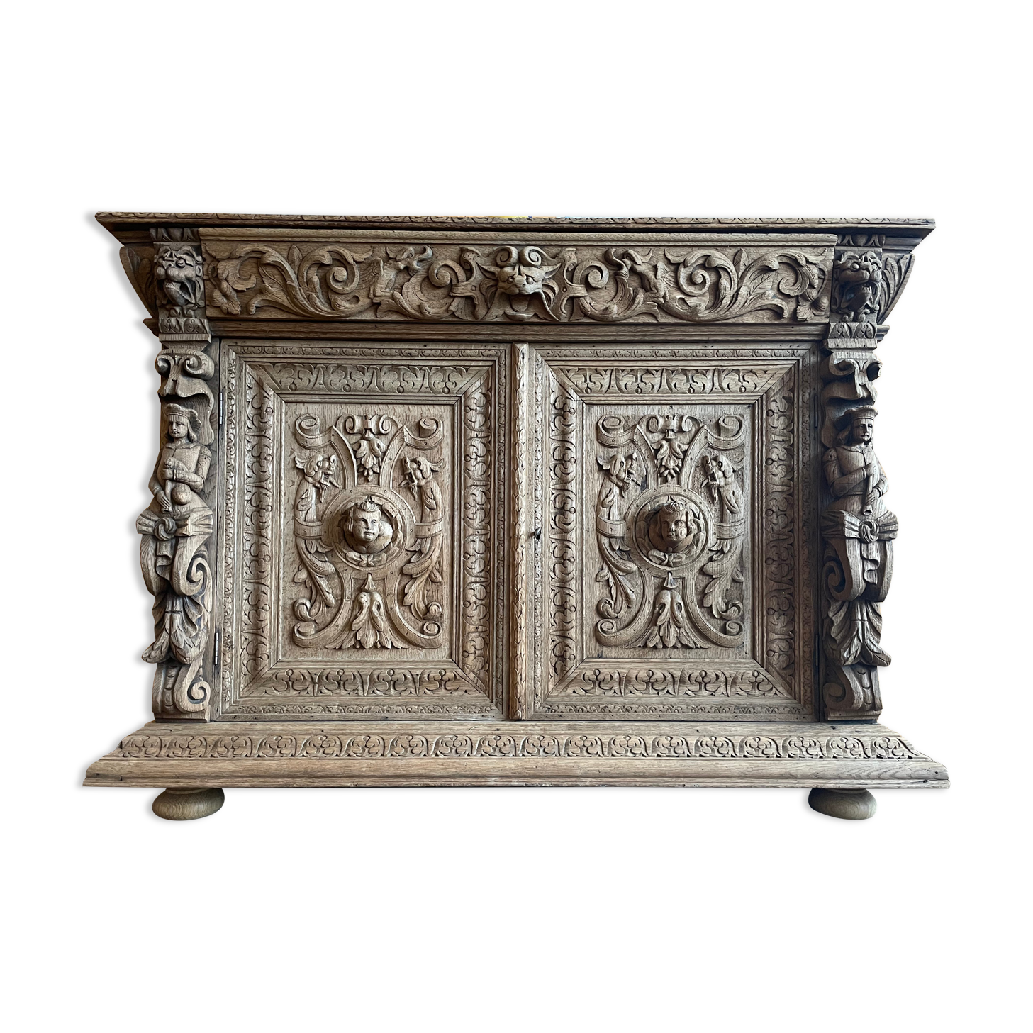 Carved wooden sideboard