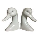 Pair of bookends with ducks, geese, and birds