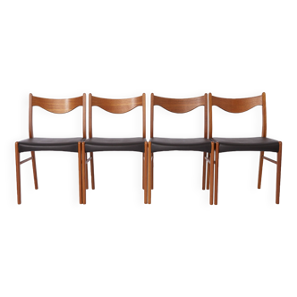 4 Arne Wahl Iversen Mid century teak dining chairs Glyngøre stolefabrik, model GS61