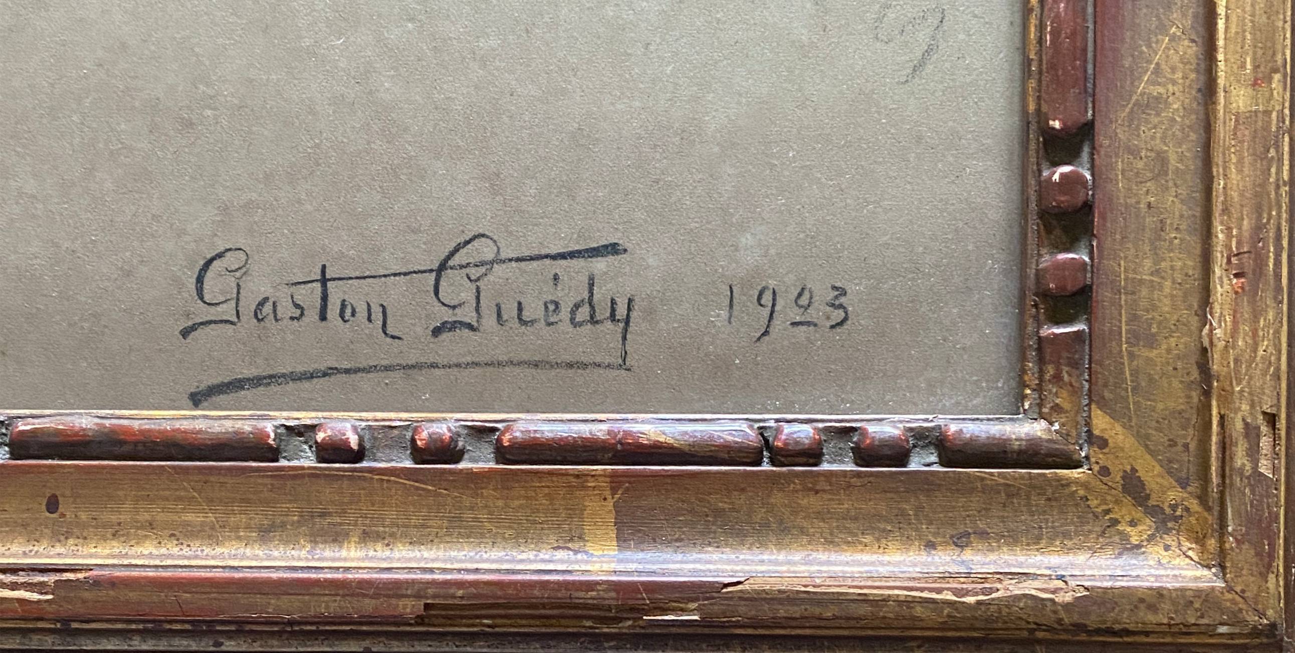 Pastel Painting "Portrait of a Man" Gaston Edouard Guédy (1874-1955) huge coast