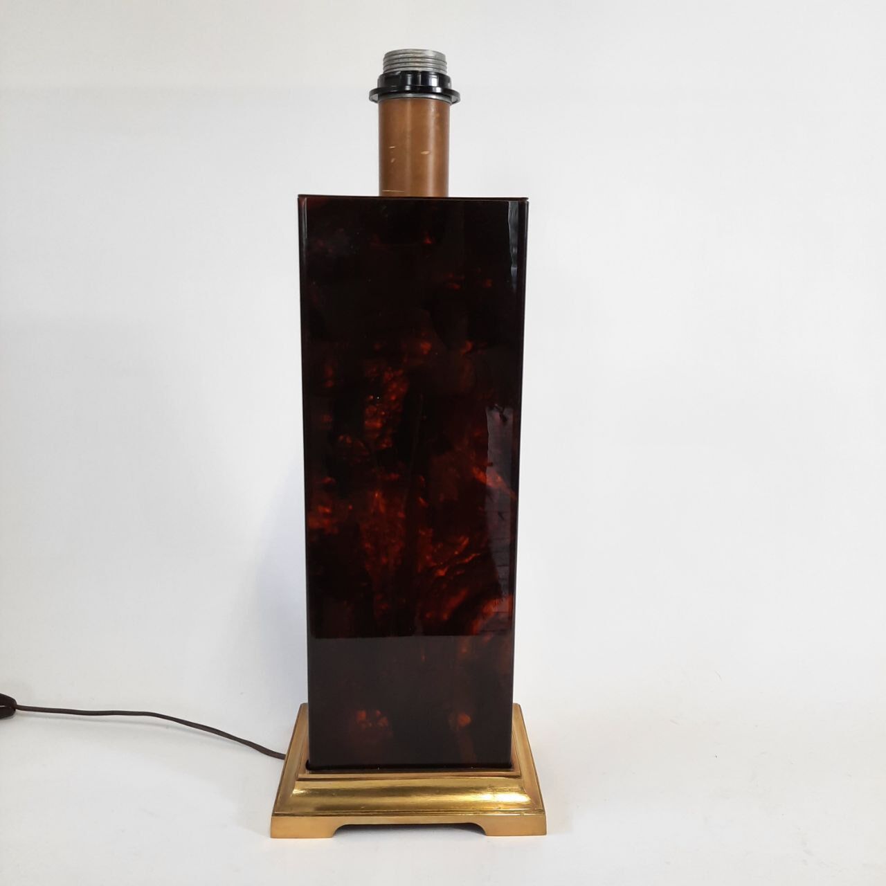 Lampe effet briar et laiton lucite années 1980