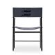 Set of 3 Counter Stools with Navy Blue Leather Backrest and Black Metallic Rubber