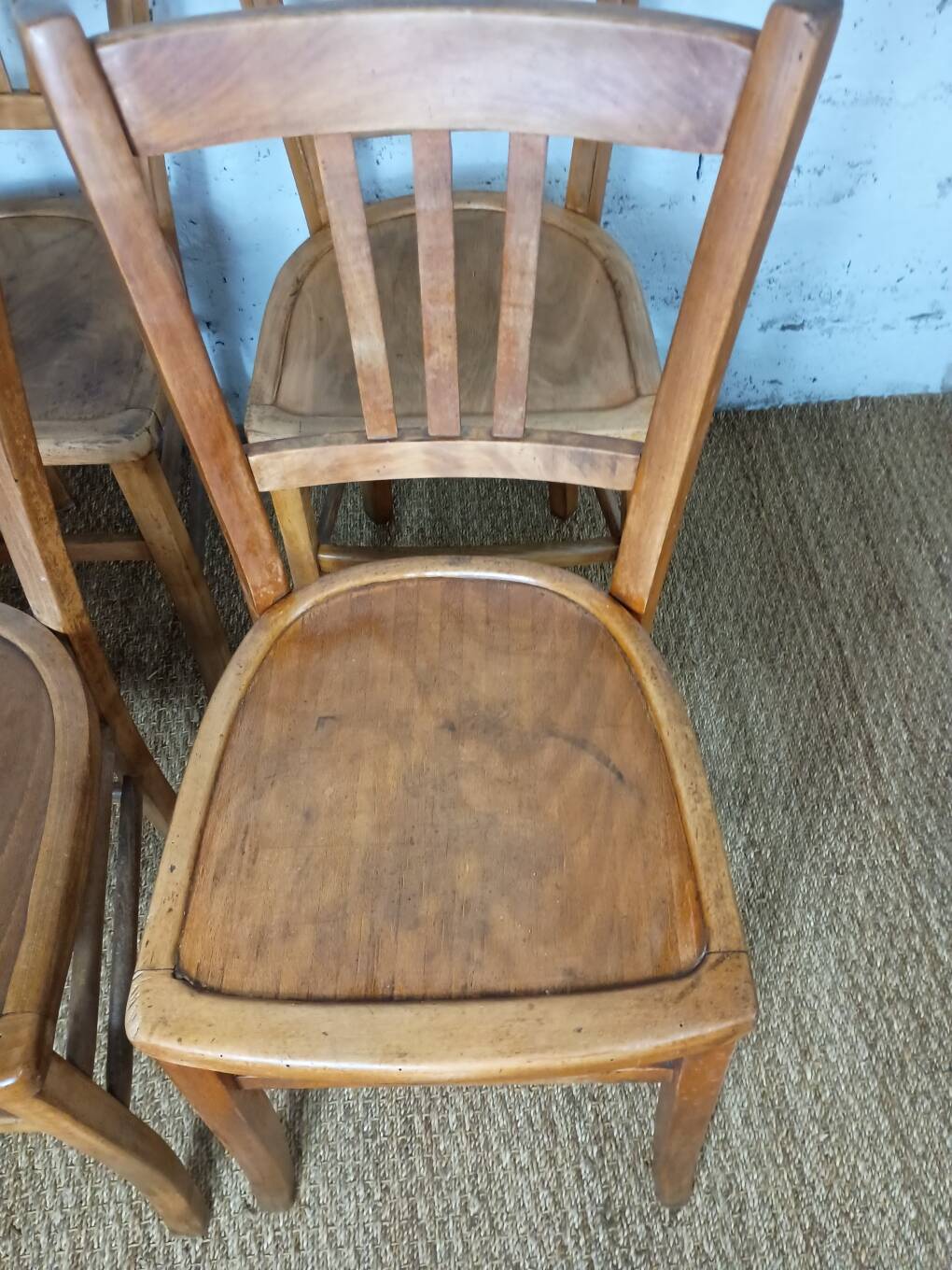 Ensemble de 10 chaises bistrot années 1950-60 vintage Luterma
