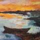 Boat at sunset, oil by Nicole Guieu