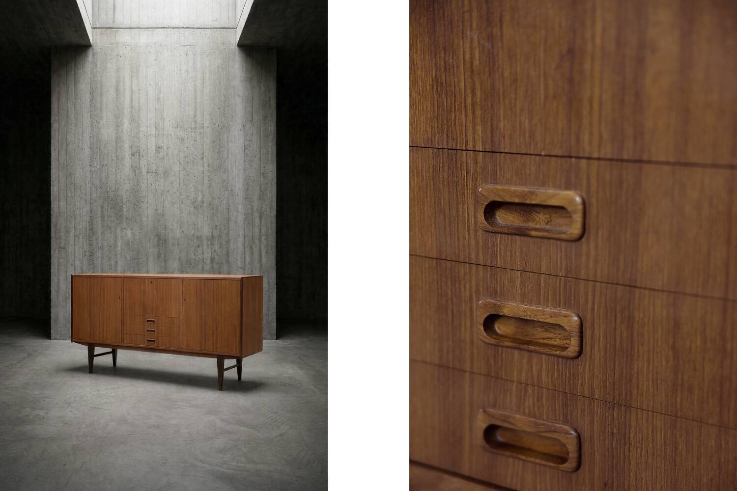 Vintage Mid-Century Scandinavian Modern Classic Teak High Sideboard