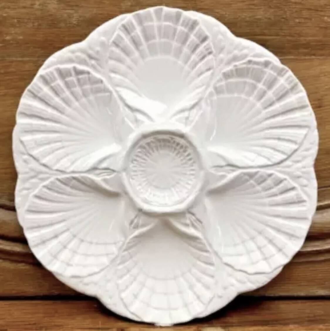 6 assiettes à huîtres blanche barbotine Sarreguemines