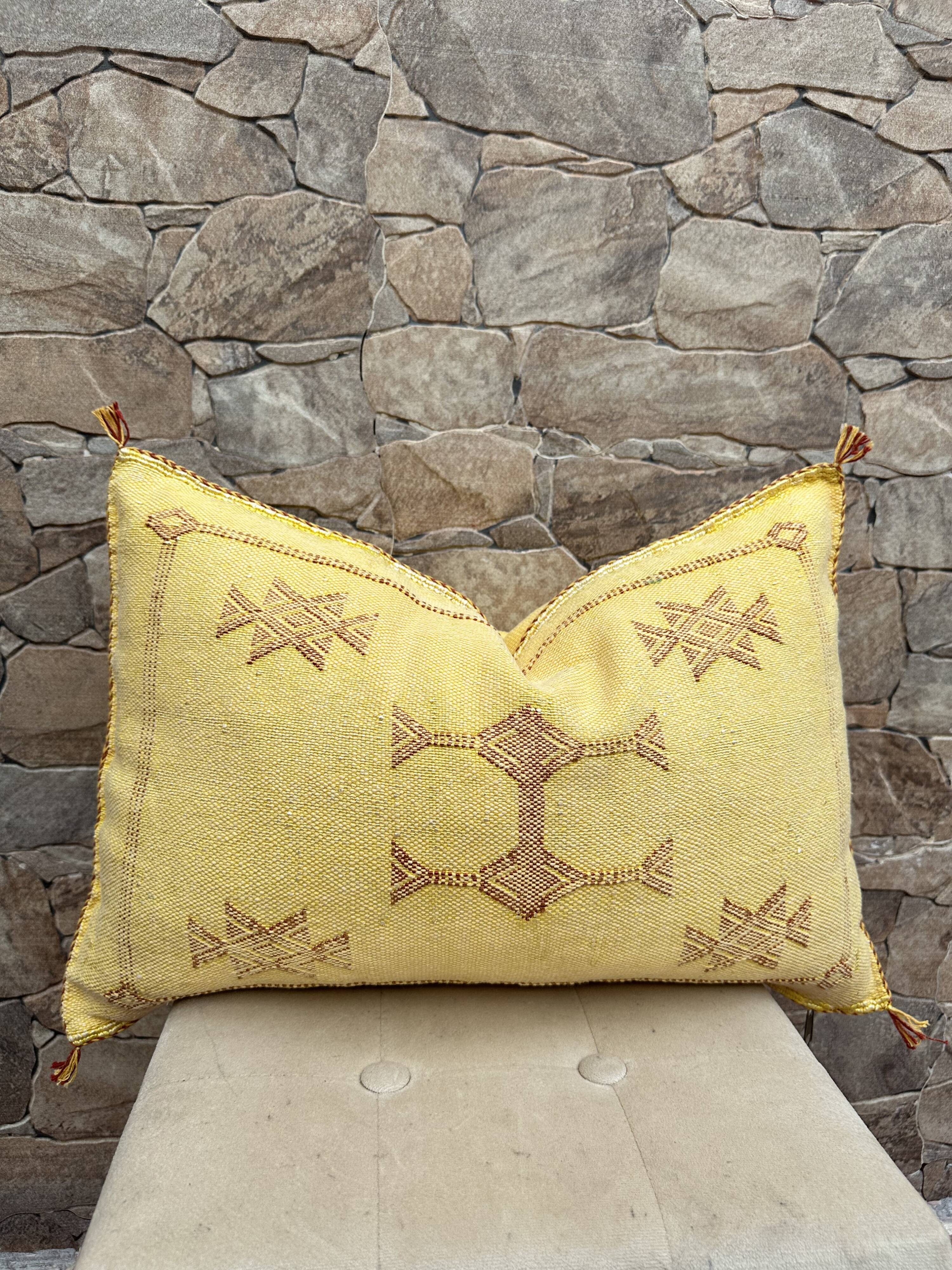 Coussin marocain en soie de cactus, coussin en soie Sabra, coussin