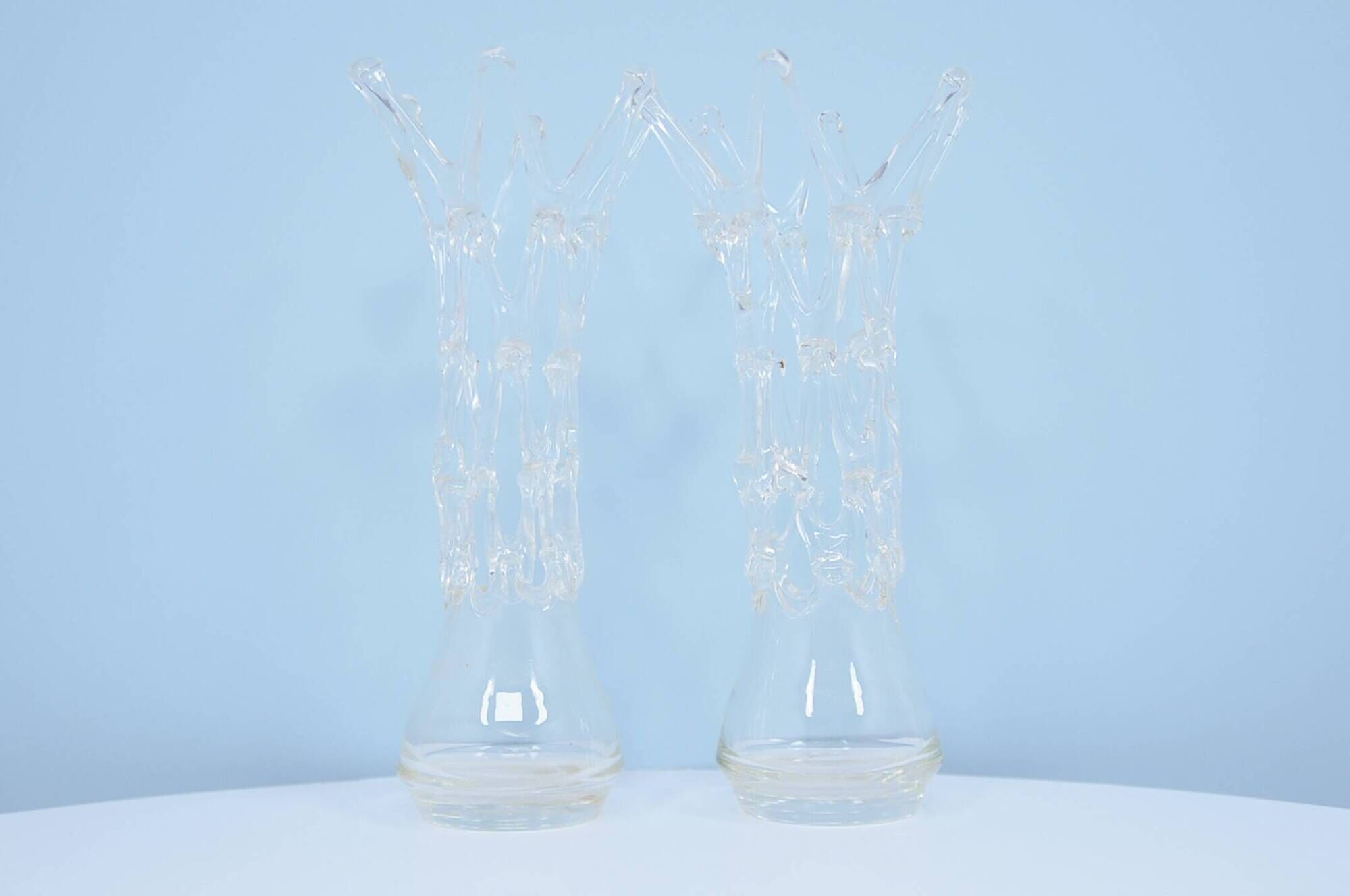 vintage set of mouth blown vases probably by Ion Tamaian