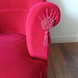 Lot de 2 fauteuils crapauds en velours rouge
