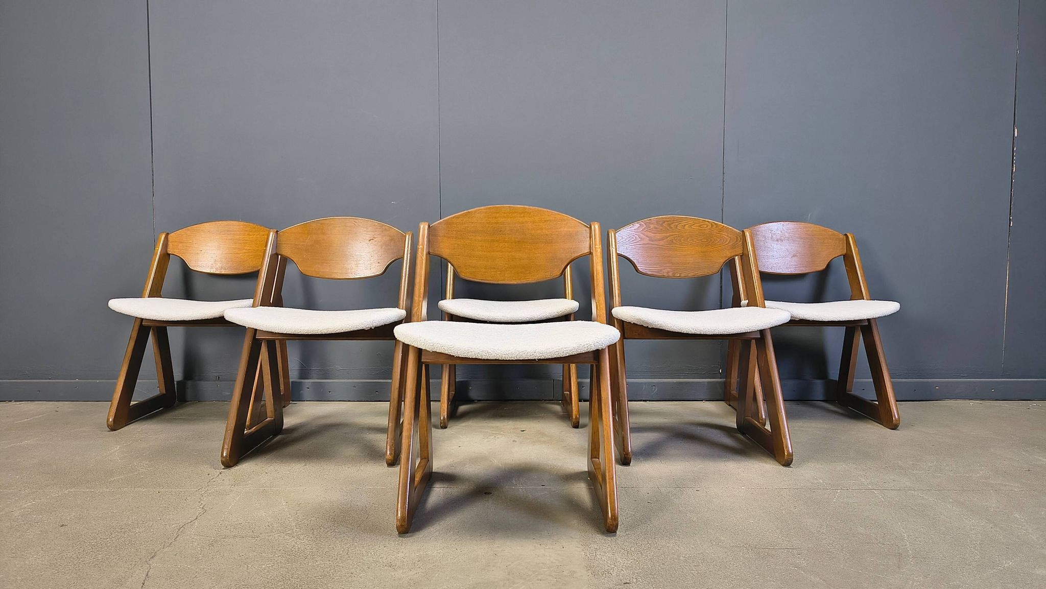 Vintage brutalist dining chairs, set of 6 - 1960s