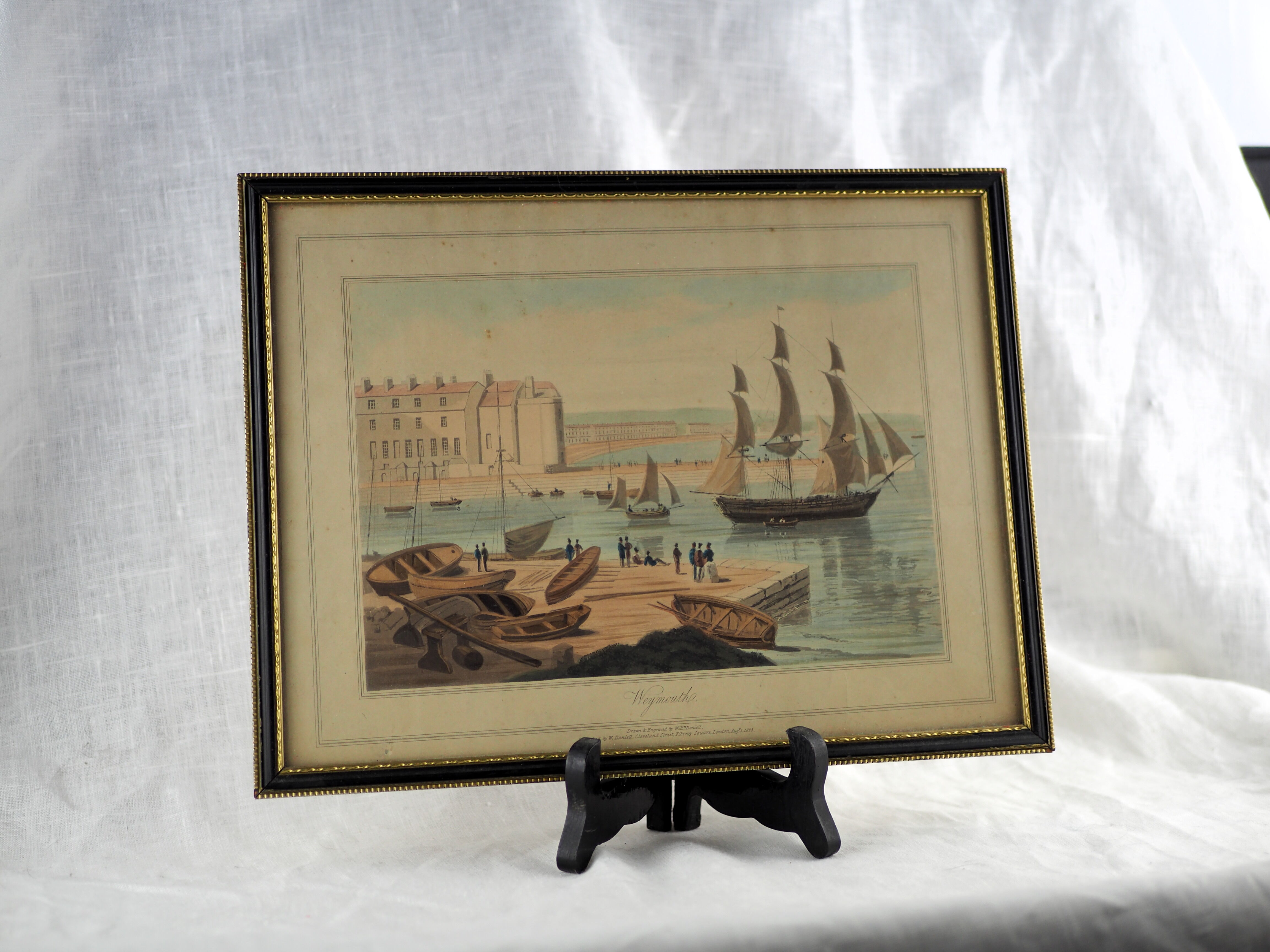 Lithograph seen from Weymouth Harbour - William Daniell - 19th century