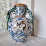 Ancient Spanish pottery amphora, Talavera Niveiro pottery 19th century