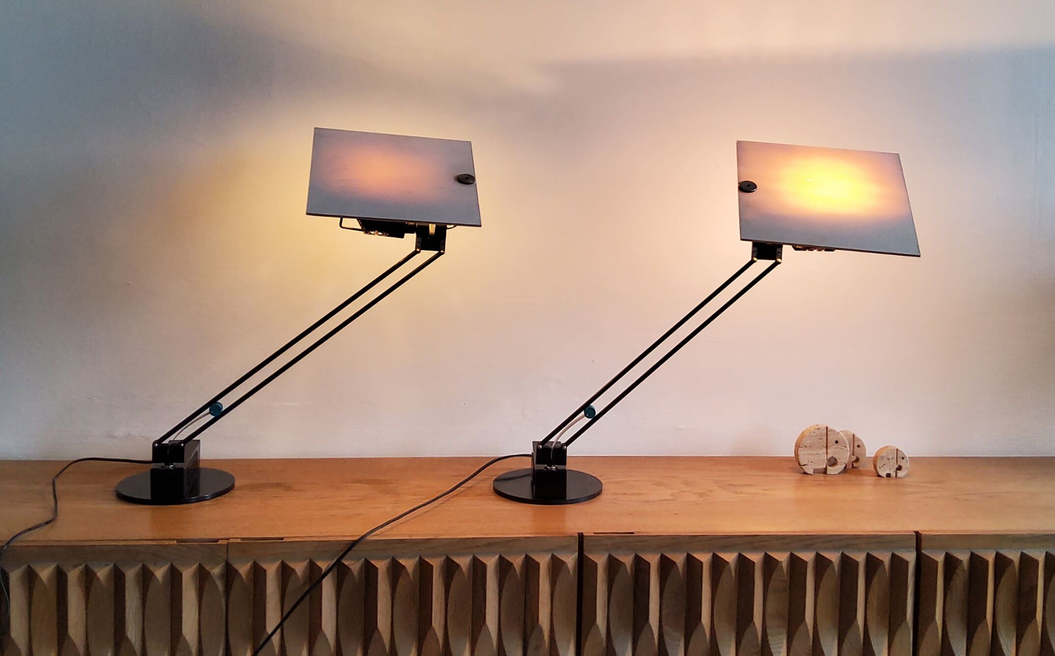 Pair of vintage w&o model lamps by Ketoff for aluminor, 1980s