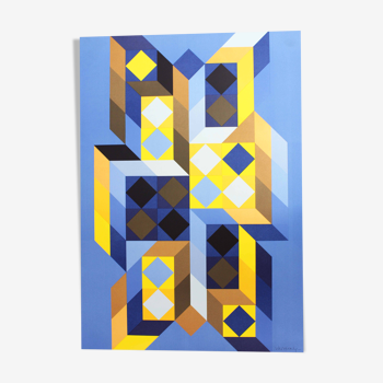 Sérigraphie "tridimor" de Victor Vasarely 1969