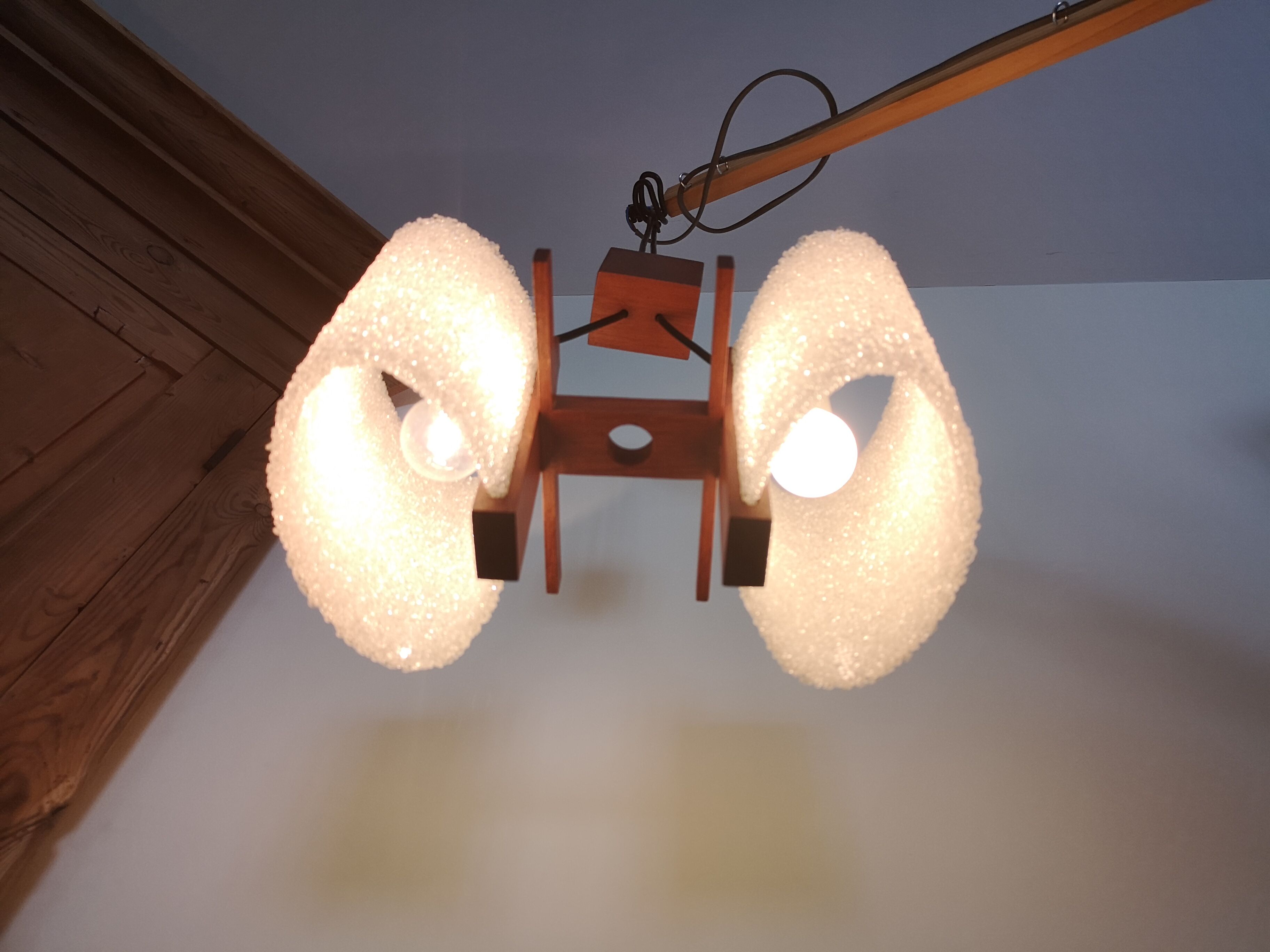 Vintage suspension, Scandinavian in perspex and wood