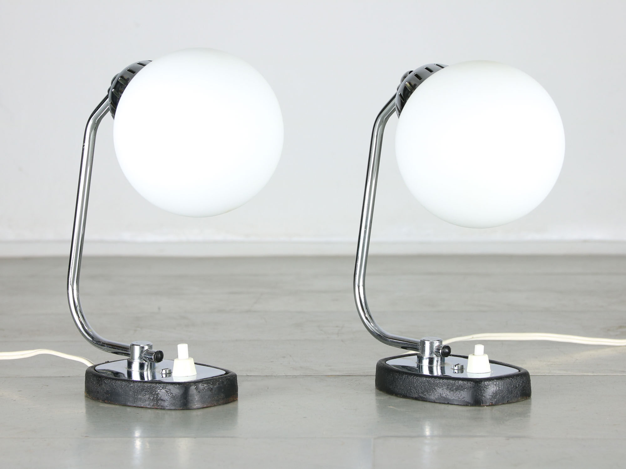 Vintage Italian Chrome Bedside/Table Lamps, set of 2