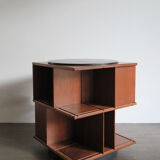 Gianfranco Frattini for Bernini italian wood leather swivel bookcase 1960s