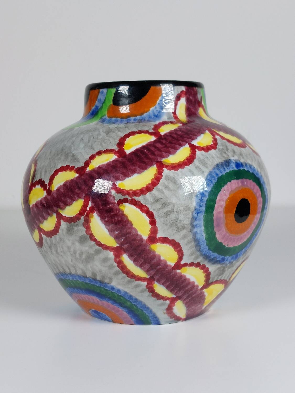 Handpainted Art Deco vase by Eva Stricker Zeisel for Schramberg