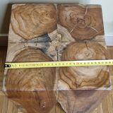Brutalist stool in solid teak